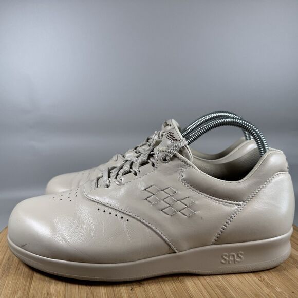 S SAS Womens Free Time Shoe Size 8 WIDE Bone Cream Leather Casual Sneaker Lace l - Picture 3 of 8